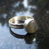 Labradorite Ring Size 7.5 Set in Sterling Silver with Round Stone Natural Labrad