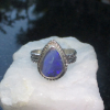 Blue Boulder Opal Ring Sterling Silver with Natural Australian Opal Size 7.5 Han