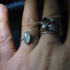 Handmade Blue Opal Stacking Ring Size 6 Sterling Silver 925 Minimalist Thin Hamm