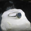 Raw Opal Ring, Size 8, 925 Sterling Silver Stacking Ring, Oregon Blue Opal, Octo
