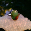 Sterling Silver Indonesian Opal Wood Ring: Green Blue Gemstone Size 6