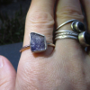 Raw Tanzanite Ring in US Size 9 Set in 925 Sterling Silver, Natural Purple Cryst