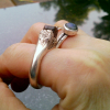 Ruby Silver Ring  925 Sterling Silver Handmade Molten Crystal Rings for Women