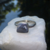 Handmade Boulder Opal Silver Ring * Made with freeform, Clear Blue and White Aus