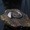 Triangle Moonstone Ring Sterling Silver Size 5 Minimalist Stacking Ring with Thi