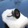 Druzy Geode Ring in Sterling Silver Size 8 Black Tabasco Geode Gemstone Jewelry
