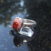 Fire Opal Ring 925 Sterling Silver Mexican Opal Red Stone Size 8 Matrix Boulder