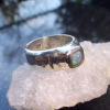 Handmade Chunky Opal Ring: 925 Sterling Silver Square Stone Molten Silver Rings