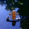 Handmade Garden Quartz Ring Sterling Silver Textured Band Orange Inclusions