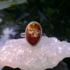 Handmade Cantera Opal Ring: Oval Mexican Opal, Sterling Silver, Size 6.5