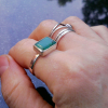 Sterling Silver Indonesian Opal Wood Ring: Green Blue Gemstone, Size 8