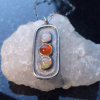 Handmade Opal Silver Necklace, 925 Sterling Silver, Rectangle Pendant, Long Laye