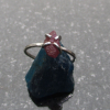 Size 7 Handmade Raw Ruby Crystal Stacking Ring in Sterling Silver With Thin Hamm