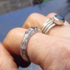 Handmade Sapphire Sterling Silver Ring: September Birthstone Molten Silver Rings