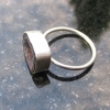 Tabasco Geode Ring In Sterling Silver US Size 9 Black Stone Silver Stackable Geo