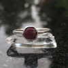 Size 6 Handmade Raw Ruby Crystal Stacking Ring in Sterling Silver With Thin Hamm