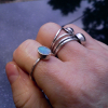 Handmade Opal Ring Sterling Silver Size 7 Australian Opal Doublet Rings for Wome