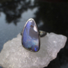 Handmade Boulder Opal Ring Sterling Silver Size 8.5 with Natural Australian Opal