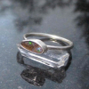 Handmade Boulder Opal Stacking Ring 925 Sterling Silver Size 8 Queensland Austra