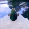 Handmade Sterling Silver Indonesian Opal Wood Ring  Green Gemstone Size 6