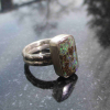 Boulder Opal Ring Statement 925 Sterling Silver Australian Opal Handmade Rings f