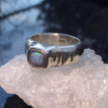 Handmade Chunky Opal Ring: 925 Sterling Silver Square Stone Molten Silver Rings