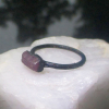 Ruby Crystal Ring Copper Electroformed Ring Raw Stone July Birthstone Size 8 Bar