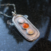 Handmade Opal Silver Necklace, 925 Sterling Silver, Rectangle Pendant, Long Laye