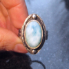Handmade Larimar Ring 925 Sterling Silver Statement Blue Gemstone Ring