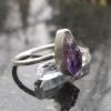 Handmade Raw Amethyst Sterling Silver Ring Size 6.5 February Birthstone Crystal Mini Point Jewelry Handmade Raw Amethyst Sterling Silver Ring Size 6.5 February Birthstone Crystal