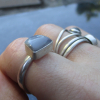 Handmade Boulder Opal Silver Ring * Made with freeform, Clear Blue and White Aus