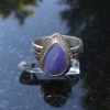 Blue Boulder Opal Ring Sterling Silver with Natural Australian Opal Size 7.5 Han