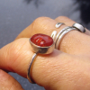 Handmade Red Cantera Opal RIng 925 Sterling Silver Natural Mexican Opal Size 6.5