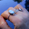 Handmade Larimar Ring 925 Sterling Silver Stackable Rings for Women