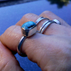 Handmade Turquoise Ring 925 Sterling Silver Hubei Turquoise Stackable Ring for W