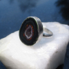 Druzy Geode Ring in Sterling Silver Size 8 Black Tabasco Geode Gemstone Jewelry