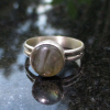 Labradorite Ring Size 7.5 Set in Sterling Silver with Round Stone Natural Labrad