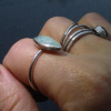 Peruvian Opal Ring Size 7.5 Set in 925 Sterling Silver Natural Blue Green Opal,M