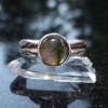 Labradorite Ring Size 6 Set in Sterling Silver with Round Labradorite Gemstone a
