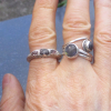 Handmade Sapphire Sterling Silver Ring: September Birthstone Molten Silver Rings