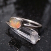 Raw Opal Sterling Silver Ring in Size 7 Welo Opal October Birthstone Gemstone Ri