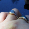A handmade Blue Kyanite Silver Stacking Ring made with a natural faceted, blue k