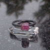 One Handmade Raw Ruby Crystal Copper Electroformed Ring * Size 6 Ring with a 6 m
