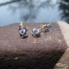 Raw Blue Sapphire Earrings Studs in 925 Sterling Silver Minimalist 5mm Small Sto