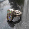 Boulder Opal Ring Statement 925 Sterling Silver Australian Opal Handmade Rings f