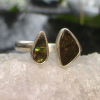 Handmade Ammolite Ring Sterling Silver Size 8 Adjustable Fossil Rings for Women