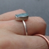 Size 6 Handmade Raw Blue Apatite Crystal Stacking Ring with Thin Dainty Hammered