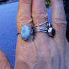 Handmade Larimar Ring 925 Sterling Silver Stackable Rings for Women