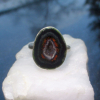 Druzy Geode Ring in Sterling Silver Size 8 Black Tabasco Geode Gemstone Jewelry