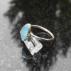 Handmade Blue Opal Stacking Ring Size 6 Sterling Silver 925 Minimalist Thin Hamm